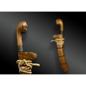 Batak Toba Knife With Anthropomorphic Handle And Sheath. Indonesia, Sumatra