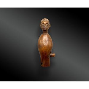 Wooden Whistle With Anthropomorphic Carving, Baoulé Culture, Africa, Ivory Coast, 20th Century