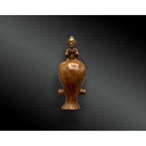 Wooden Whistle With Anthropomorphic Carving, Yaka Culture 