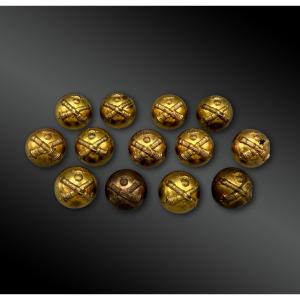 Set Of Thirteen Artillery Buttons - France - 19th Century