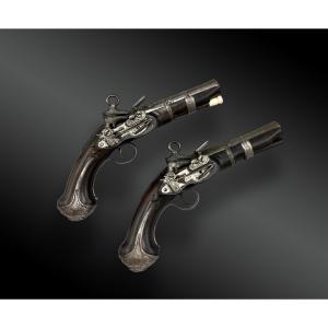 Pair Of Flintlock Pistols, By Josef Llinaros In Malaga, Spain, Circa 1800