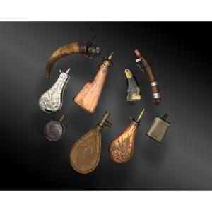 Set Of 9 Powder Tanks Europe And United States, 18th And 19th Centuries