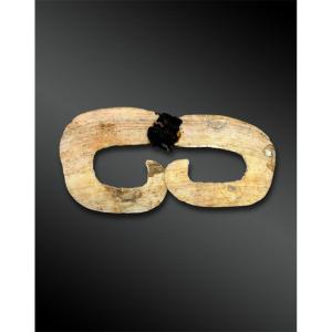 Nose Ornament Called Bipane Asmat Culture, Papua Shell, Resin And Plant Fibers