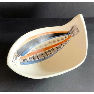 Earthenware "fish" Bowl By Roger Capron Vallauris