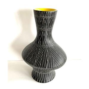 Large Africanist Vase By Jean De Lespinasse, 1960s