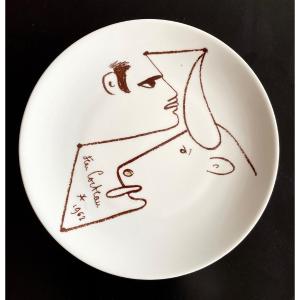 Limoges Porcelain Plate, Design By Jean Cocteau