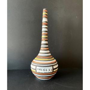 Earthenware Bottle Vase By Roger Capron In Vallauris