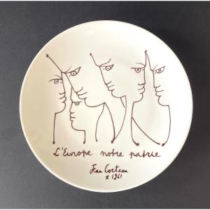 Limoges Porcelain Plate Designed By Jean Cocteau 1961