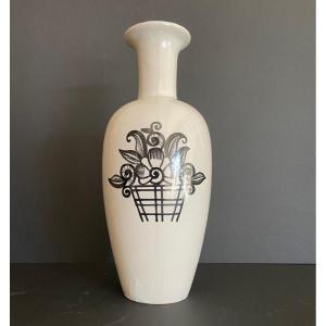 Art Deco Earthenware Vase From Desvres By Henri Delcourt