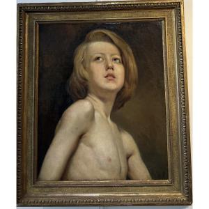 Portrait Of A Young Boy – Oil On Canvas 19th Century (napoleon III)