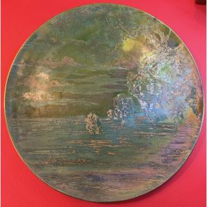 Large Plate Signed Delphin Massier Vallauris (a.m)