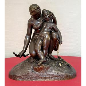 Venus And Cupid, Bronze Group After James Pradier