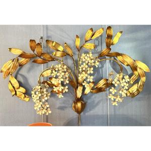 Vintage Hans Kögl Floral Wall Sconce In Gold-tone Metal – 1960s/70s