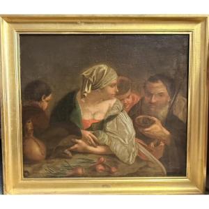 “tavern Scene – 17th Century Genre Painting, Oil On Canvas”