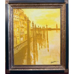 Golden Venice At Sunset – Signed Gognard, 20th Century