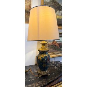 Napoleon III Lamp In Ceramic And Bronze – 19th Century
