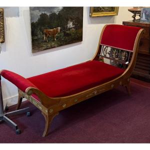 Napoleon III Bench In Wood Adorned With Bronzes – Red Velvet
