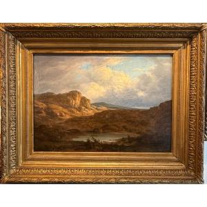 19th-century Painting – Landscape Signed Jp George (1845) – Oil On Canvas