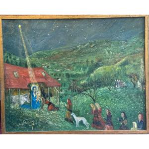 Nativity Painting, Inspired By Chagall – Oil On Canvas, Modern Art
