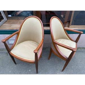 Elegant Pair Of Art Deco Gondola Armchairs – 20th Century