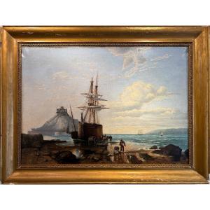 Seascape Signed Eugène Lepoittevin – Oil On Canvas – 19th Century (napoleon III)