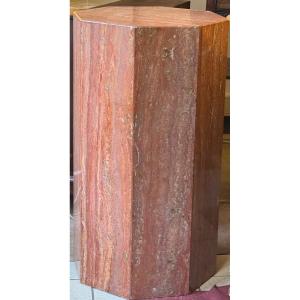 Art Deco Column In Travertin Pink Marble – 20th Century