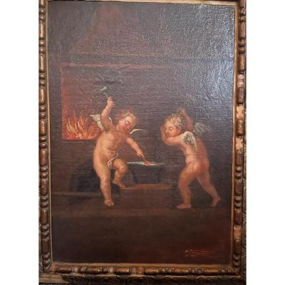 Angel Cupid Forging His Arrows Of Love