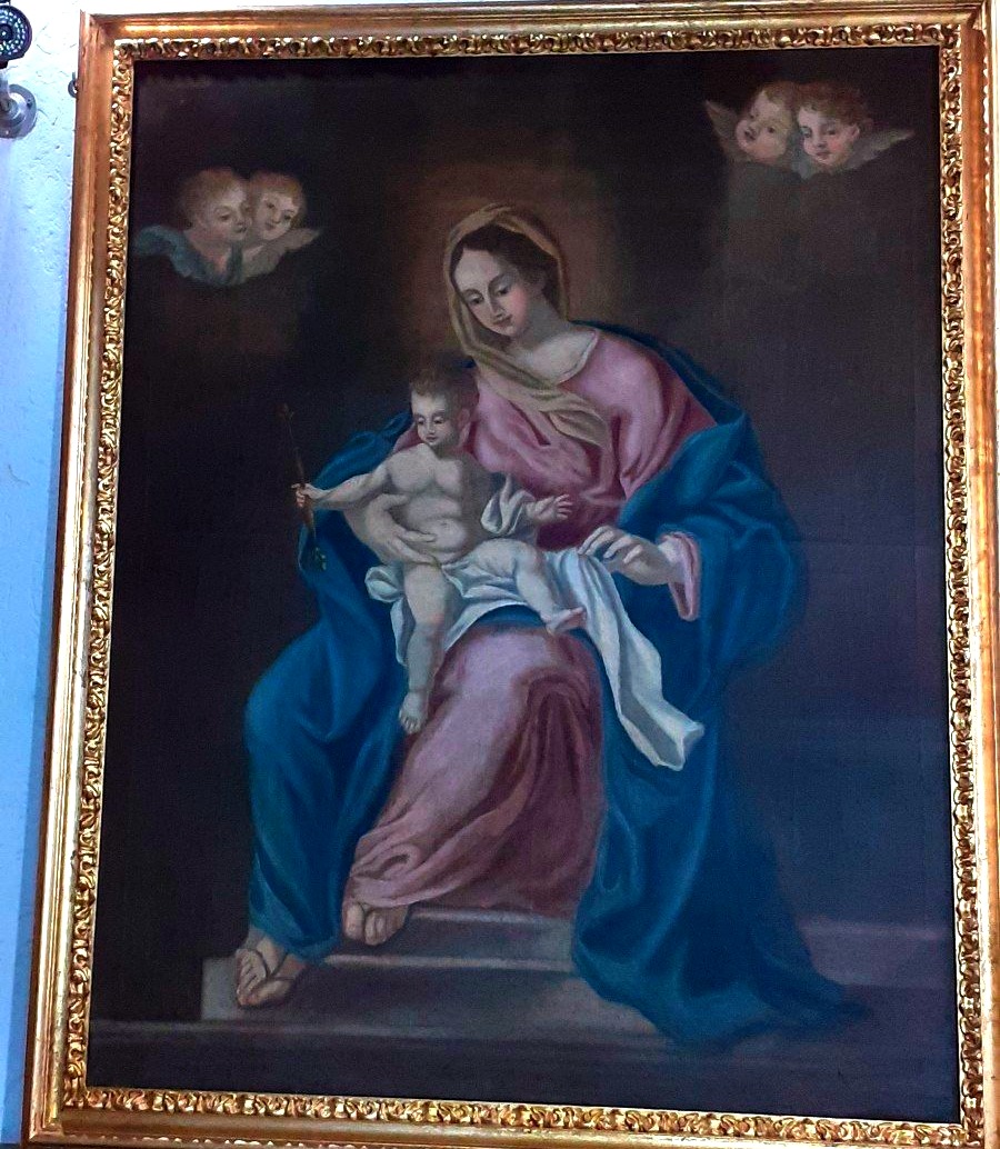 Dipinto olio su tela Madonna con Bambino-photo-2
