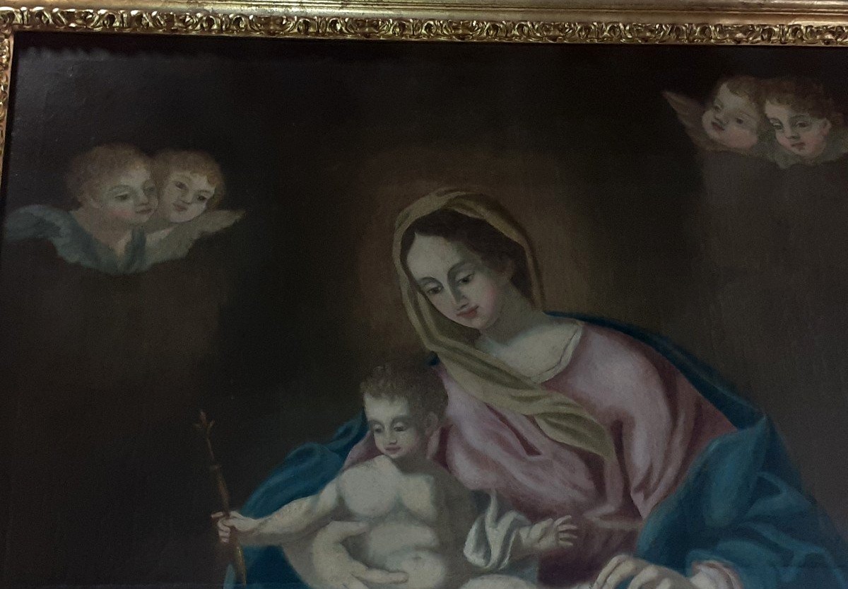 Dipinto olio su tela Madonna con Bambino-photo-4