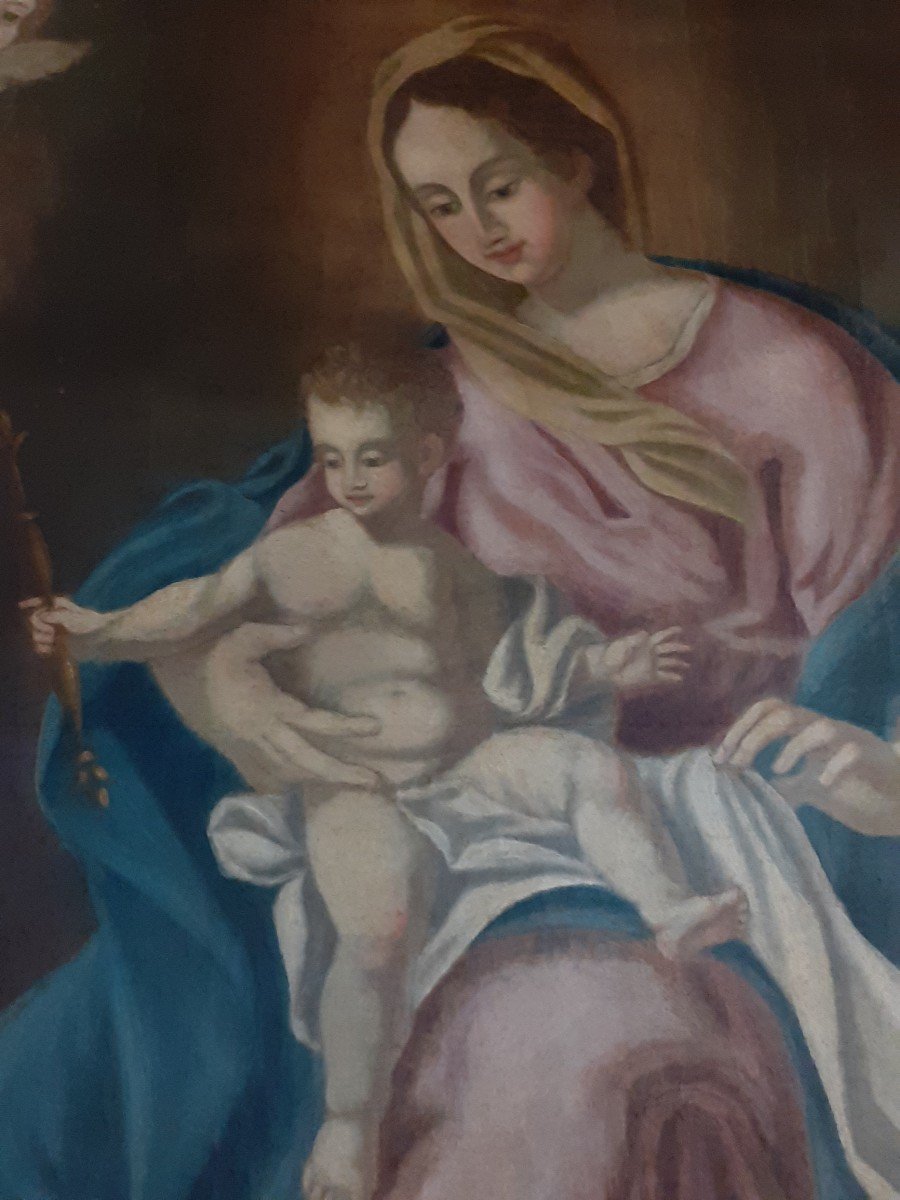Dipinto olio su tela Madonna con Bambino-photo-1