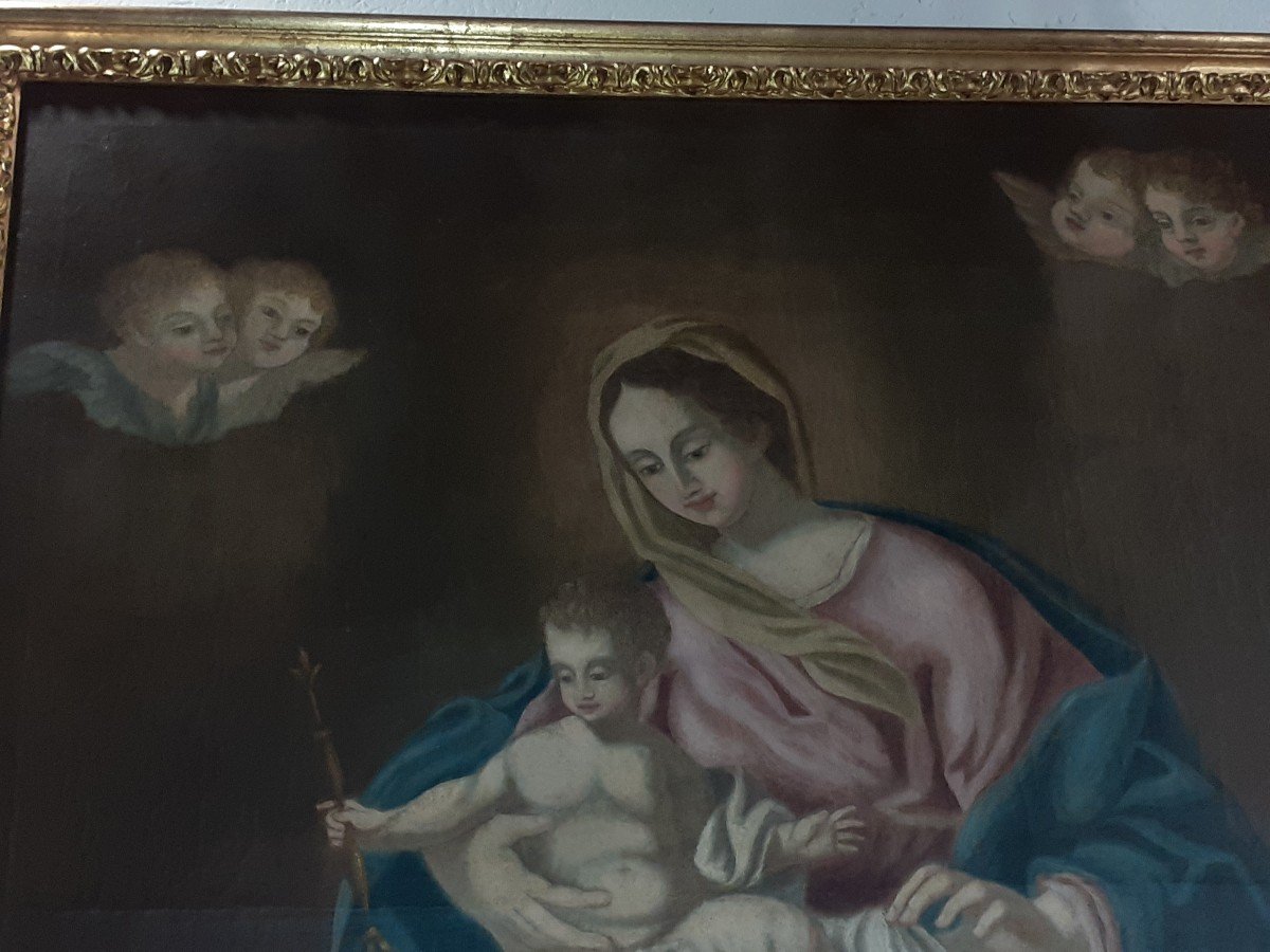 Dipinto olio su tela Madonna con Bambino-photo-3
