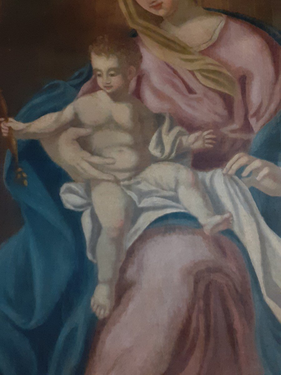 Dipinto olio su tela Madonna con Bambino-photo-4