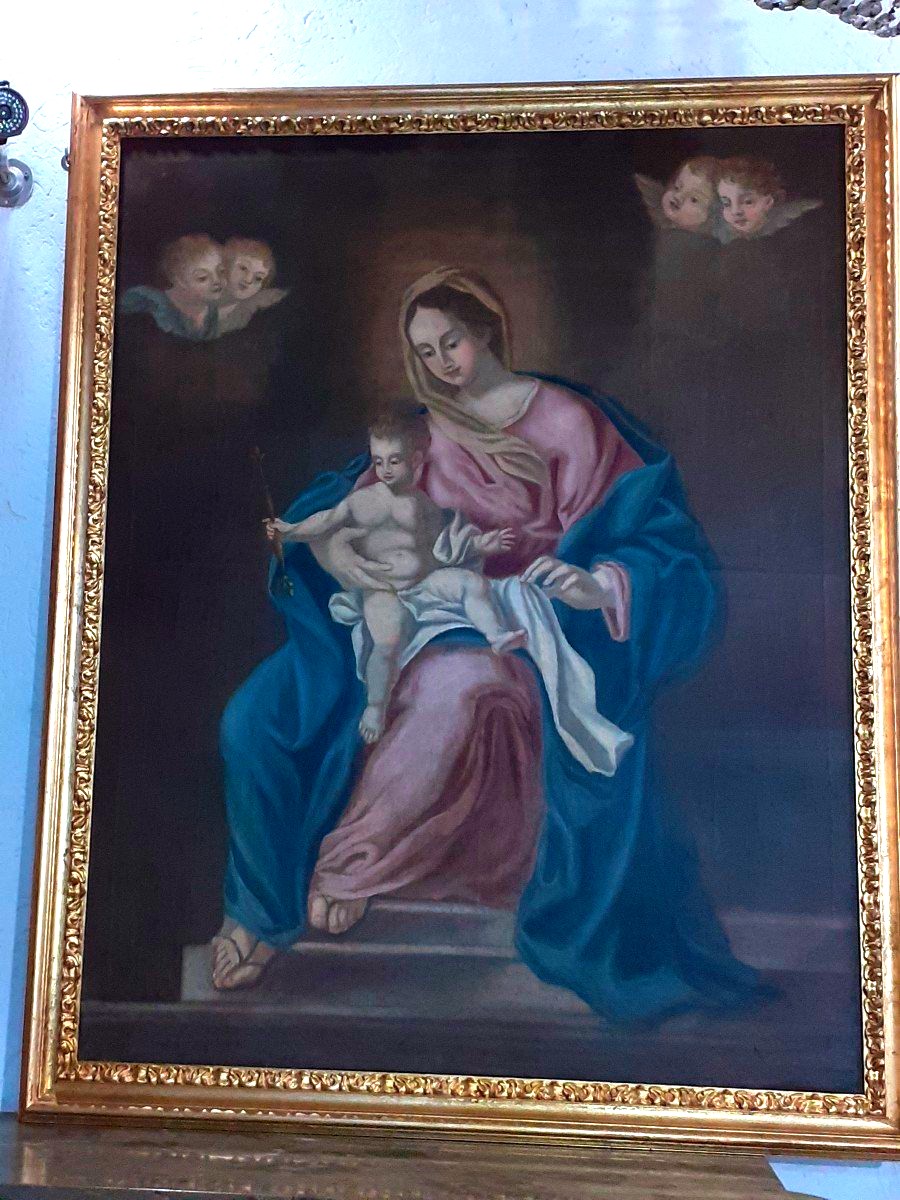 Dipinto olio su tela Madonna con Bambino