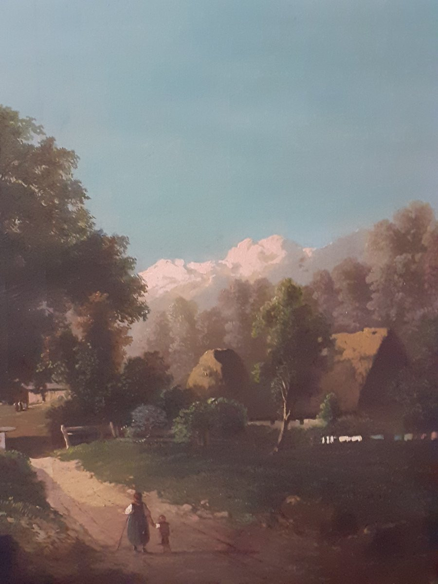 Dipinto olio su tela raffigurante paesaggio  epoca 1860 manifattura francese -photo-5