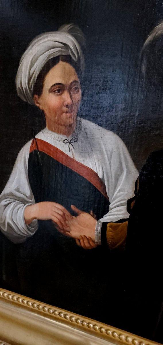 Dipinto olio su tela epoca 1850  raffigurante la buona fortuna di Caravaggio -photo-5