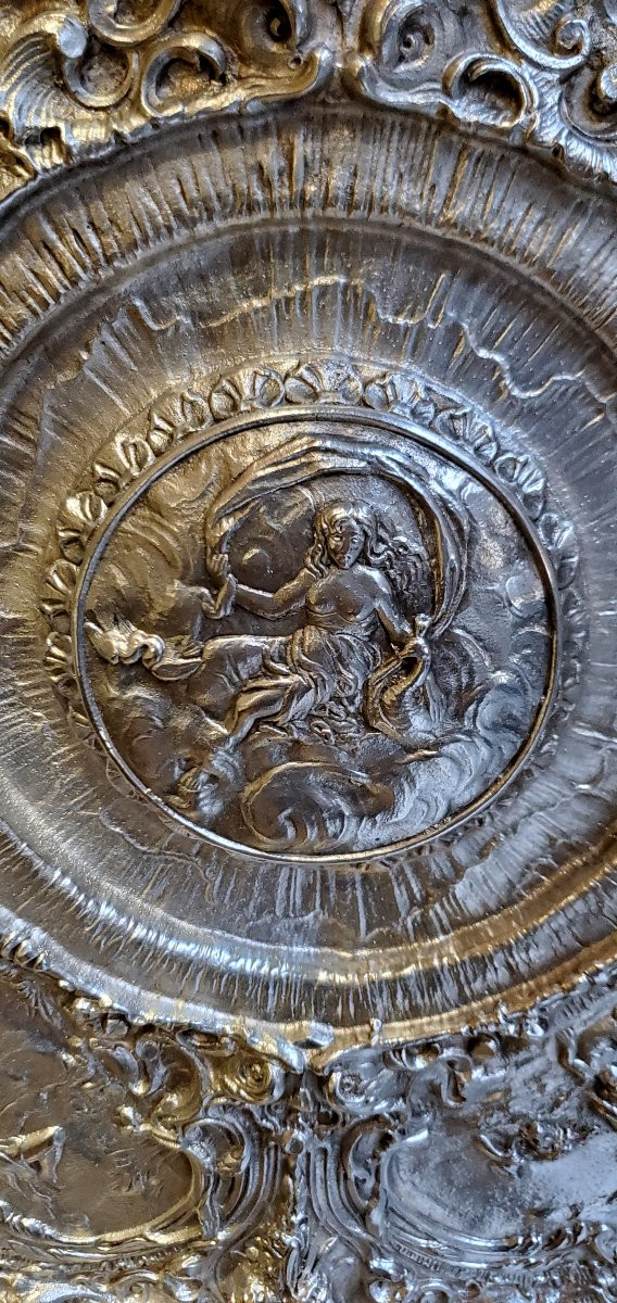 Piatto di decorazione in bronzo argentato-photo-5
