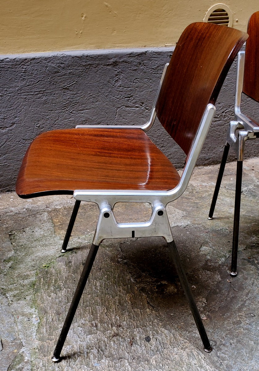 4 Sedie Anonima Castelli design Giancarlo Piretti anni 1970 , -photo-3