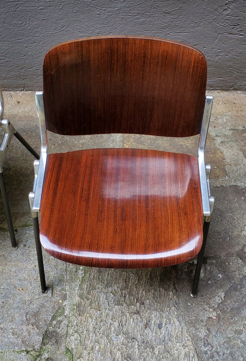 4 Sedie Anonima Castelli design Giancarlo Piretti anni 1970 , -photo-3