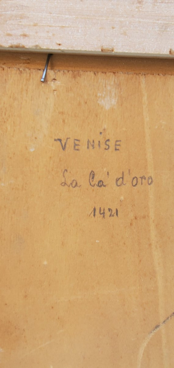 Dipinto tecnica olio su tavoletta raffigurante Venezia palazzo storico la Ca D'oro Firmato Riva-photo-4