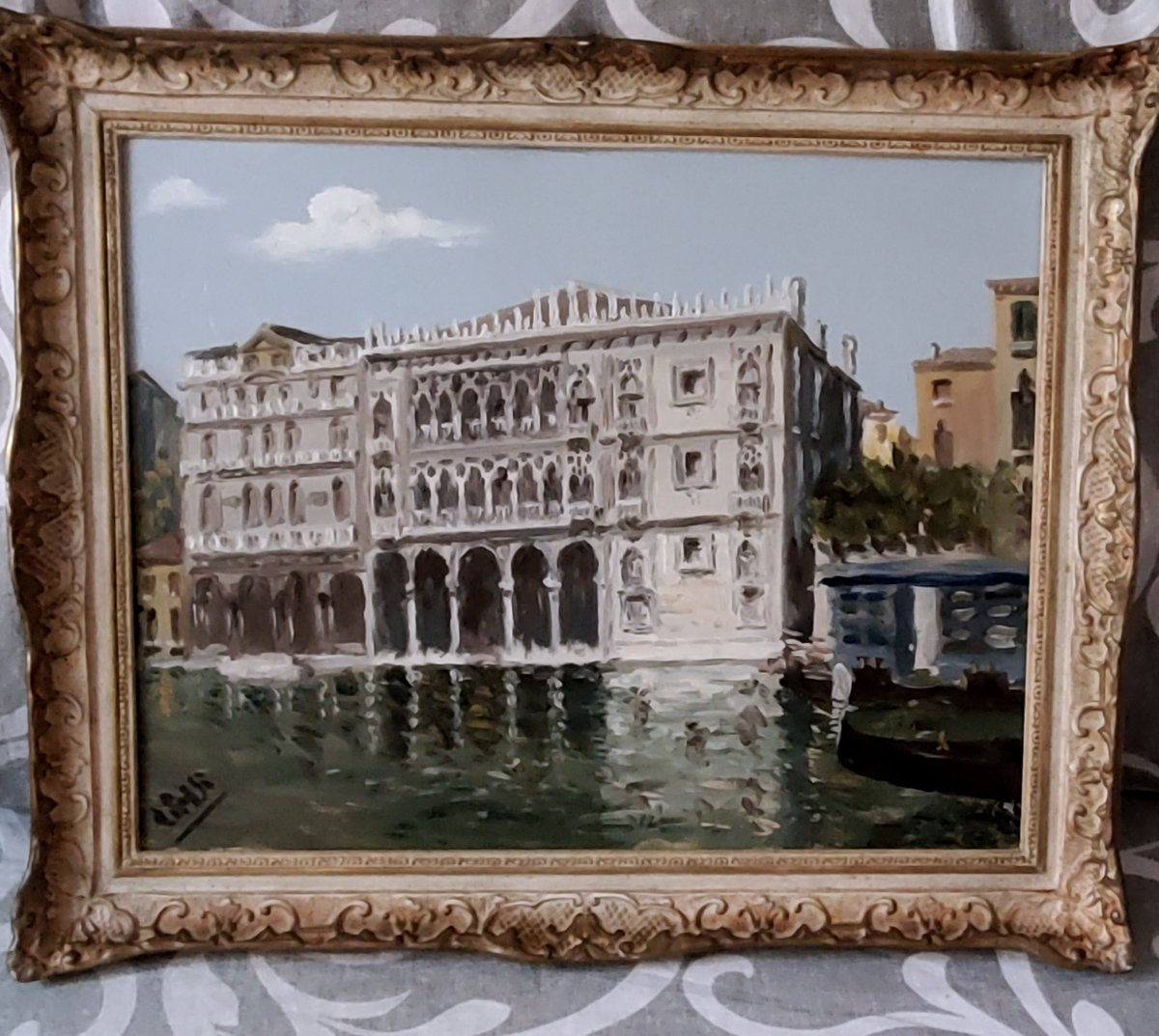 Dipinto tecnica olio su tavoletta raffigurante Venezia palazzo storico la Ca D'oro Firmato Riva-photo-5