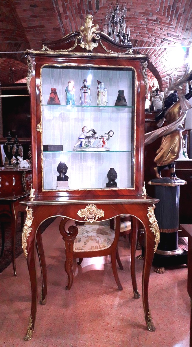 mobile consolle con vetrina Napoleone III in Mogano