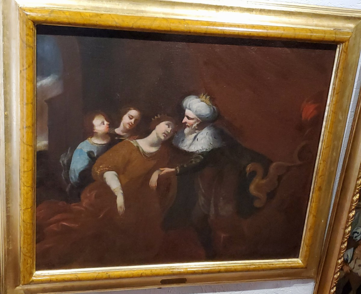 due Dipinti epoca 1600  raffiguranti storia di Ester e il Re Assuero epoca 1600-photo-3