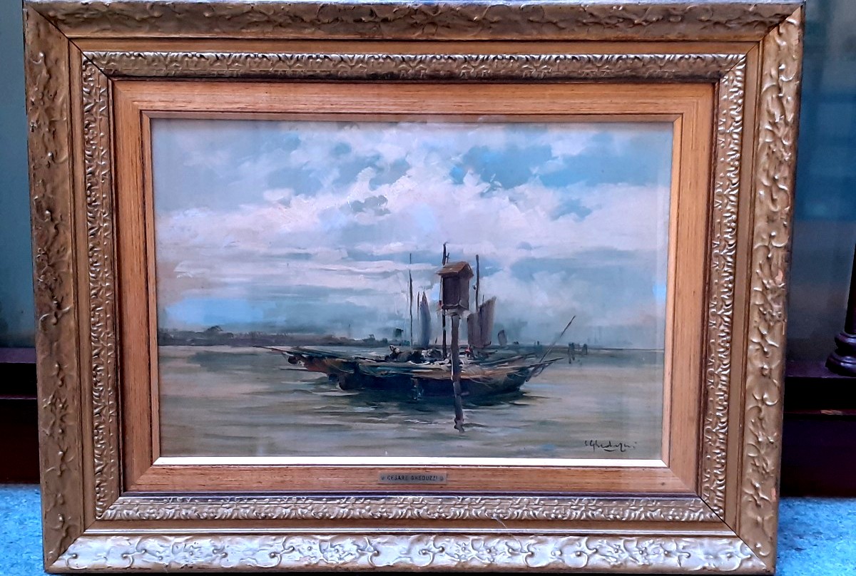 Dipinto scorcio di Venezia di Cesare Gheduzzi