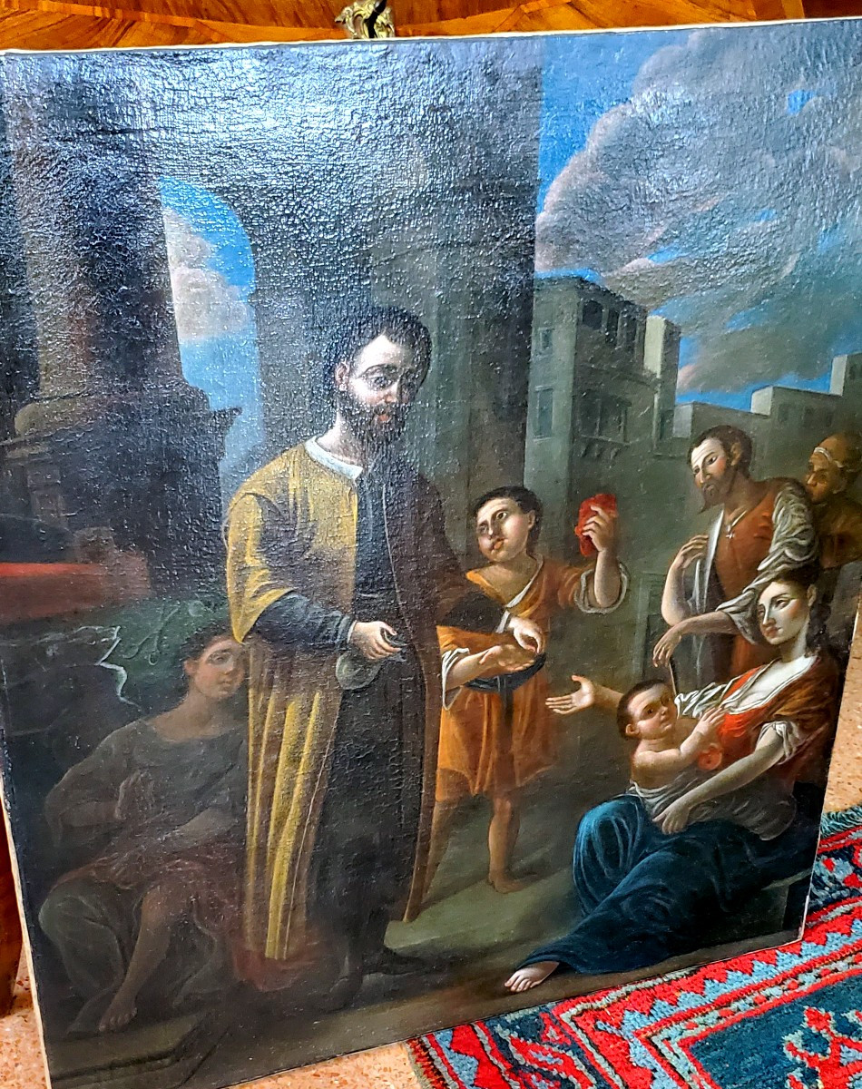 dipinto olio su tela epoca 1700  Carità-photo-2