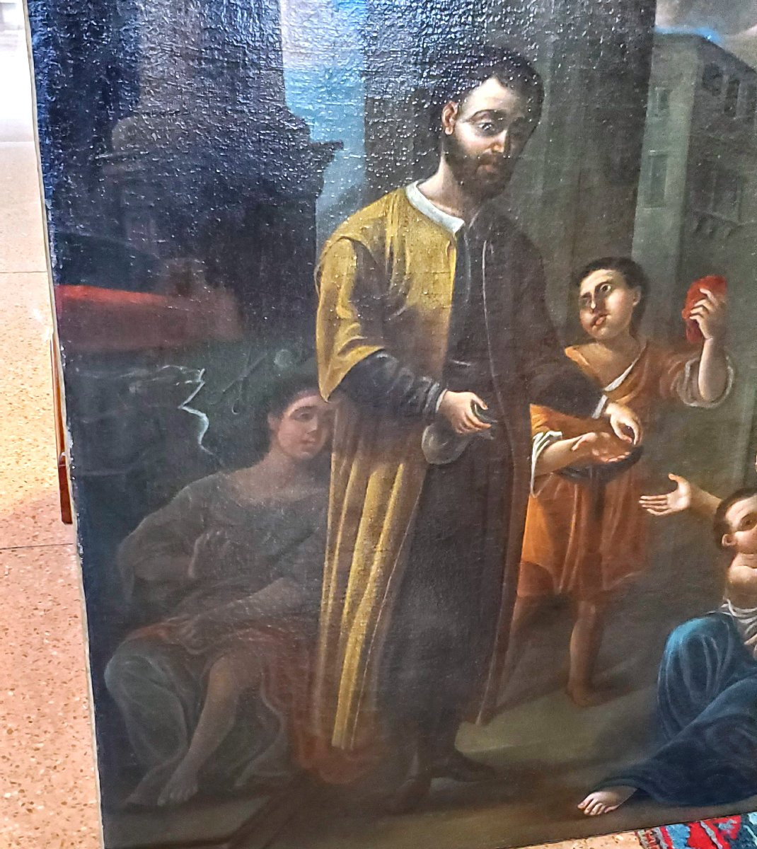 dipinto olio su tela epoca 1700  Carità-photo-2