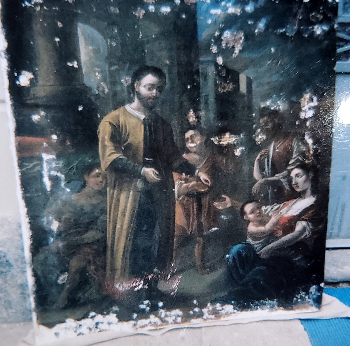 dipinto olio su tela epoca 1700  Carità-photo-6