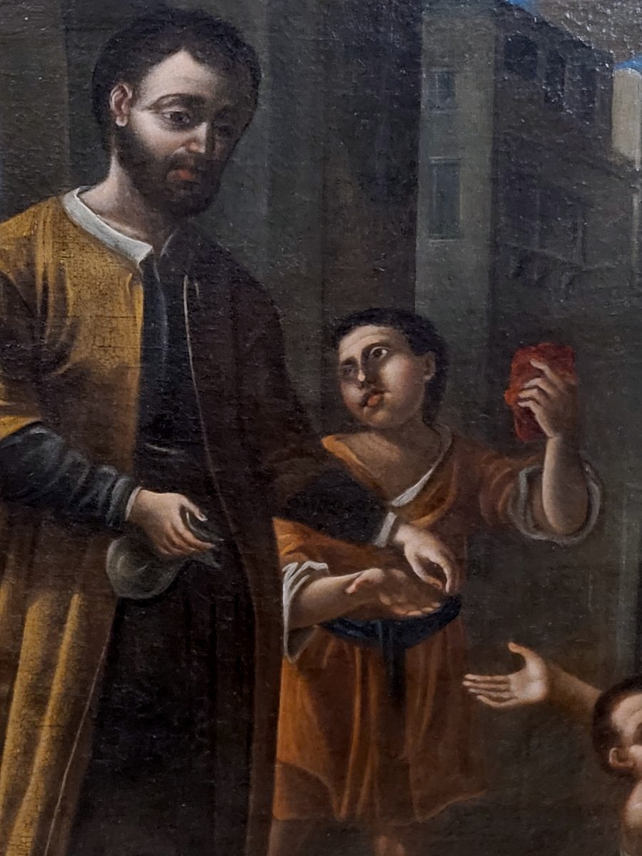 dipinto olio su tela epoca 1700  Carità-photo-2