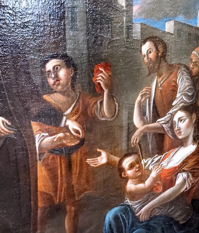 dipinto olio su tela epoca 1700  Carità-photo-3