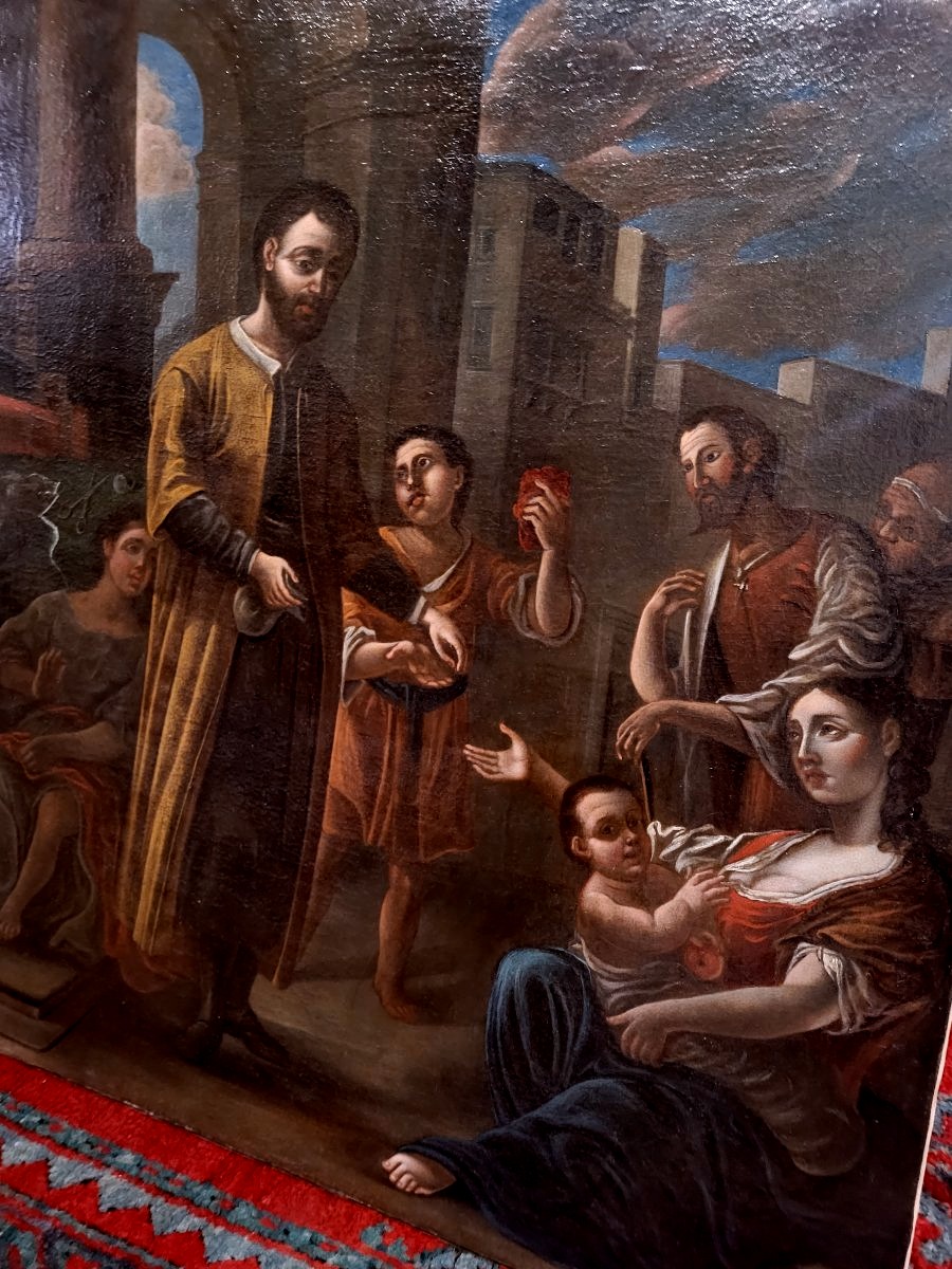 dipinto olio su tela epoca 1700  Carità-photo-8