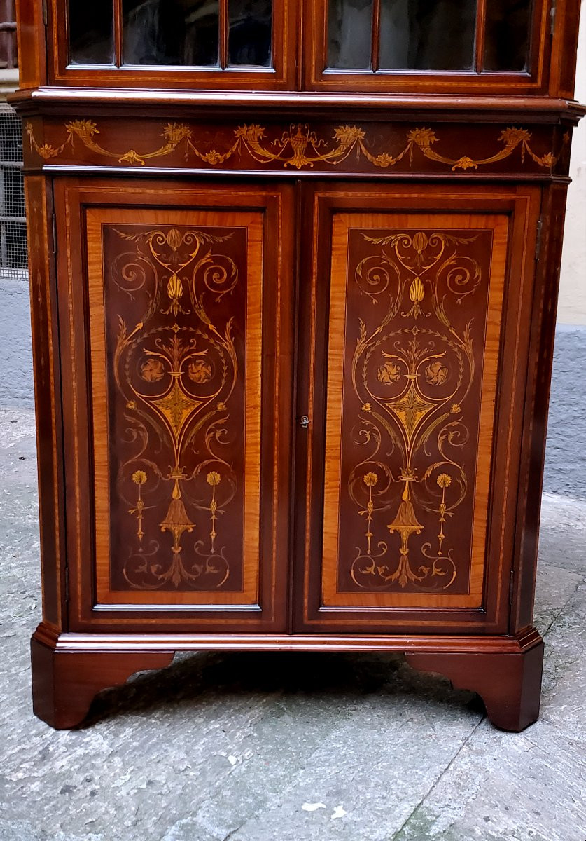 Angoliera Inglese epoca seconda metà 1800  intarsiata in satinwood , e bosso -photo-2